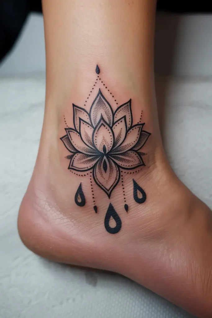 10. Ornamental Lotus Foot Tattoo