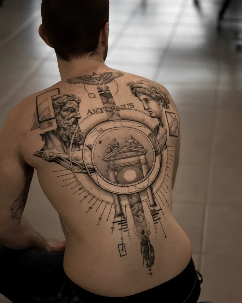 12. Classical Roman Backpiece Tattoo