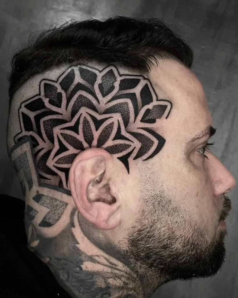 19. Geometric Mandala Head Tattoo