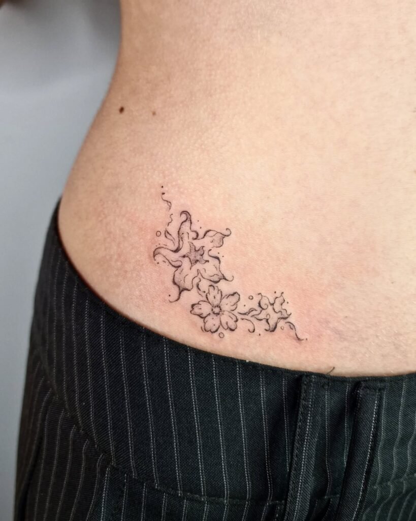 Whispering Petals Hips Tattoo