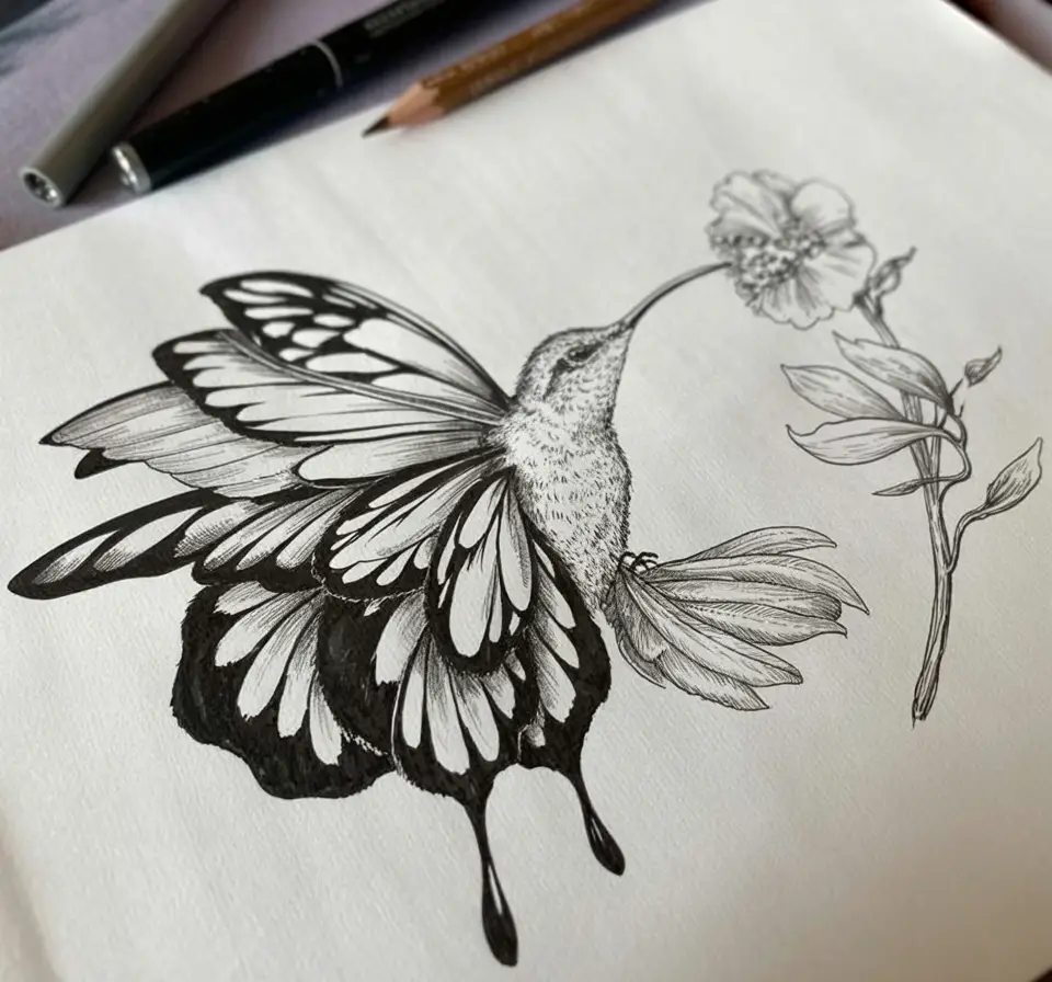 Butterfly Morphing into Birds Tattoo