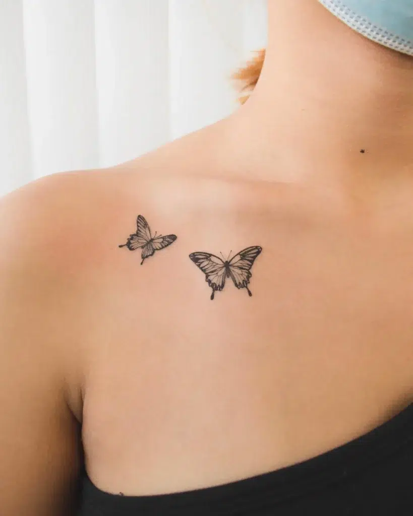 Tiny Butterfly on Collarbone