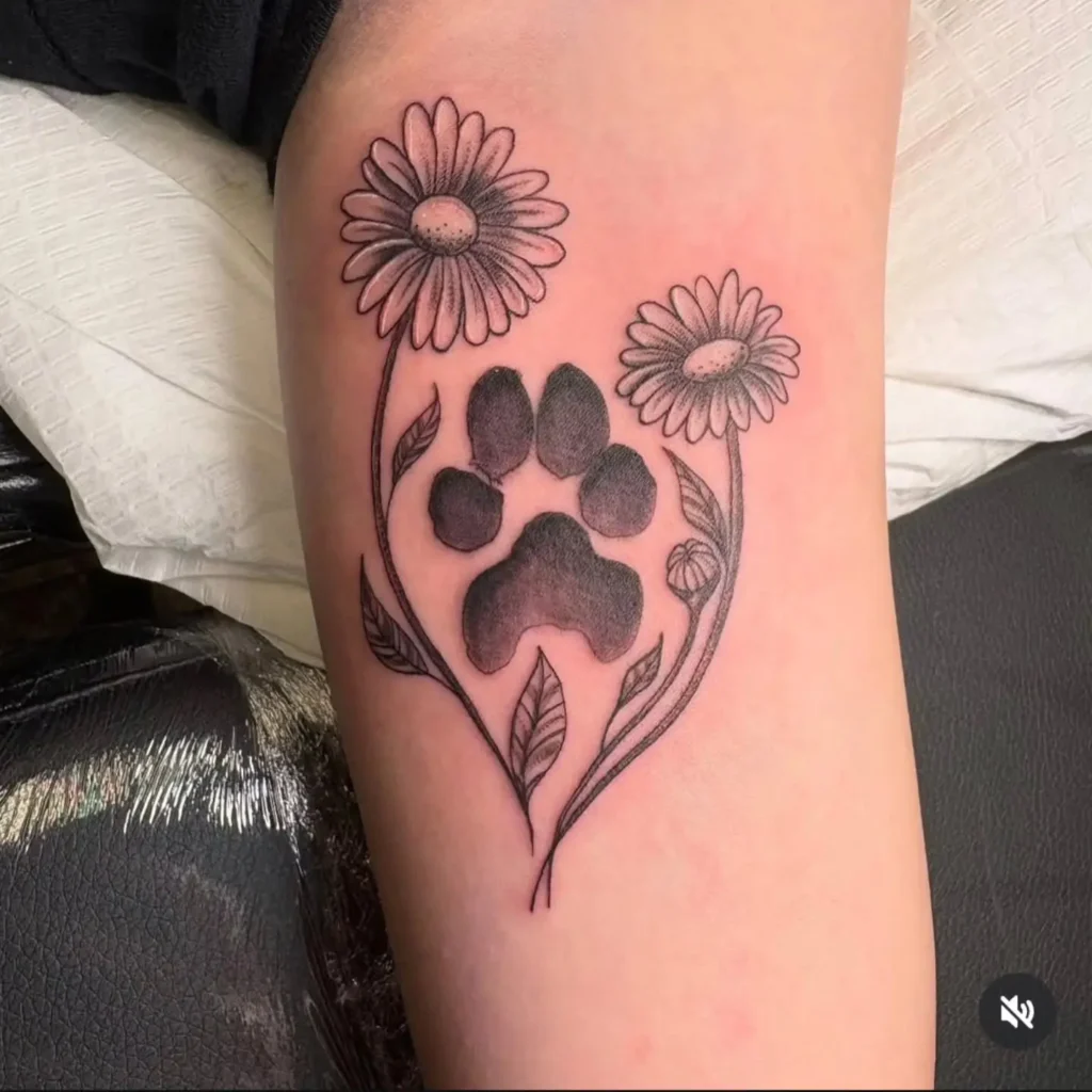 Tattoo of a cute dog’s face with a heart-shaped nose, done in a cartoon style with fine lines and shading, perfect for dog lovers seeking playful tattoo ideas.