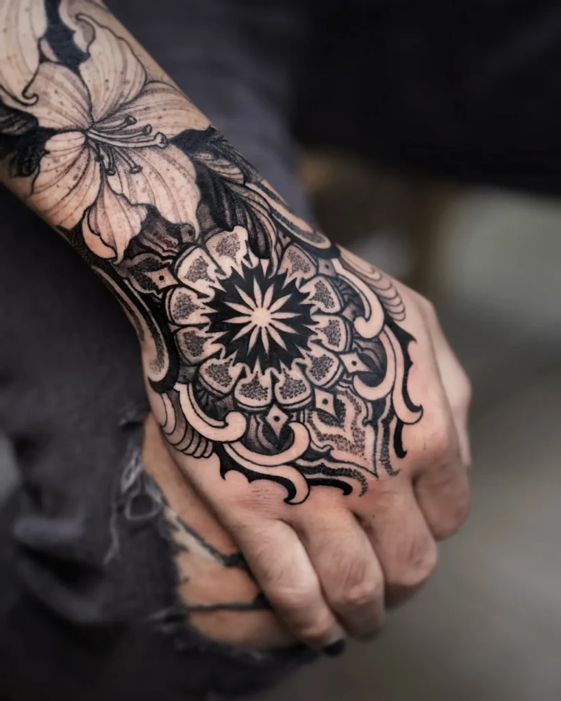 1. Bold Hand Mandala Tattoo Men