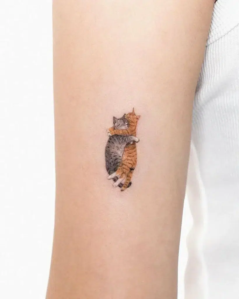 1. Hugging Cats Tattoo