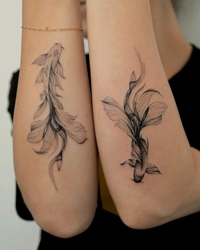 1. Matching Flowing Koi Elegance