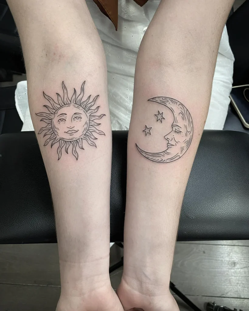 1. Sun and Moon Matching Tattoo