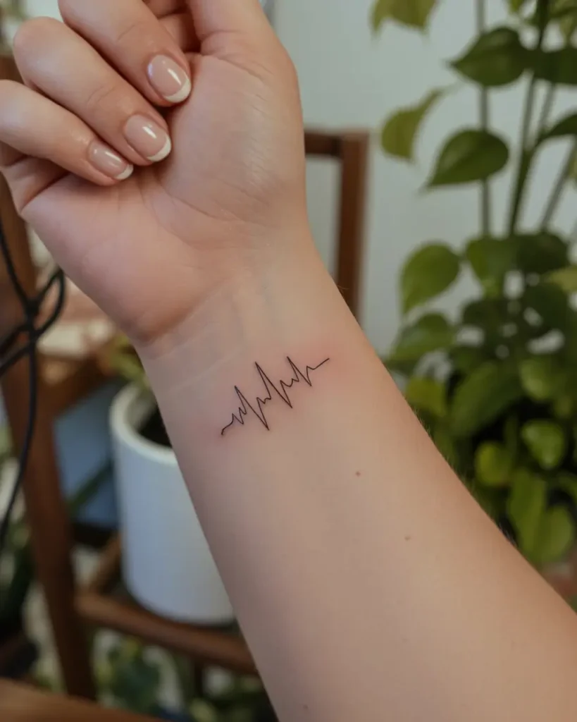 Tiny Heartbeat Line Tattoo