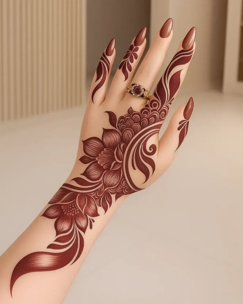 10. Flowing Floral Art Henna