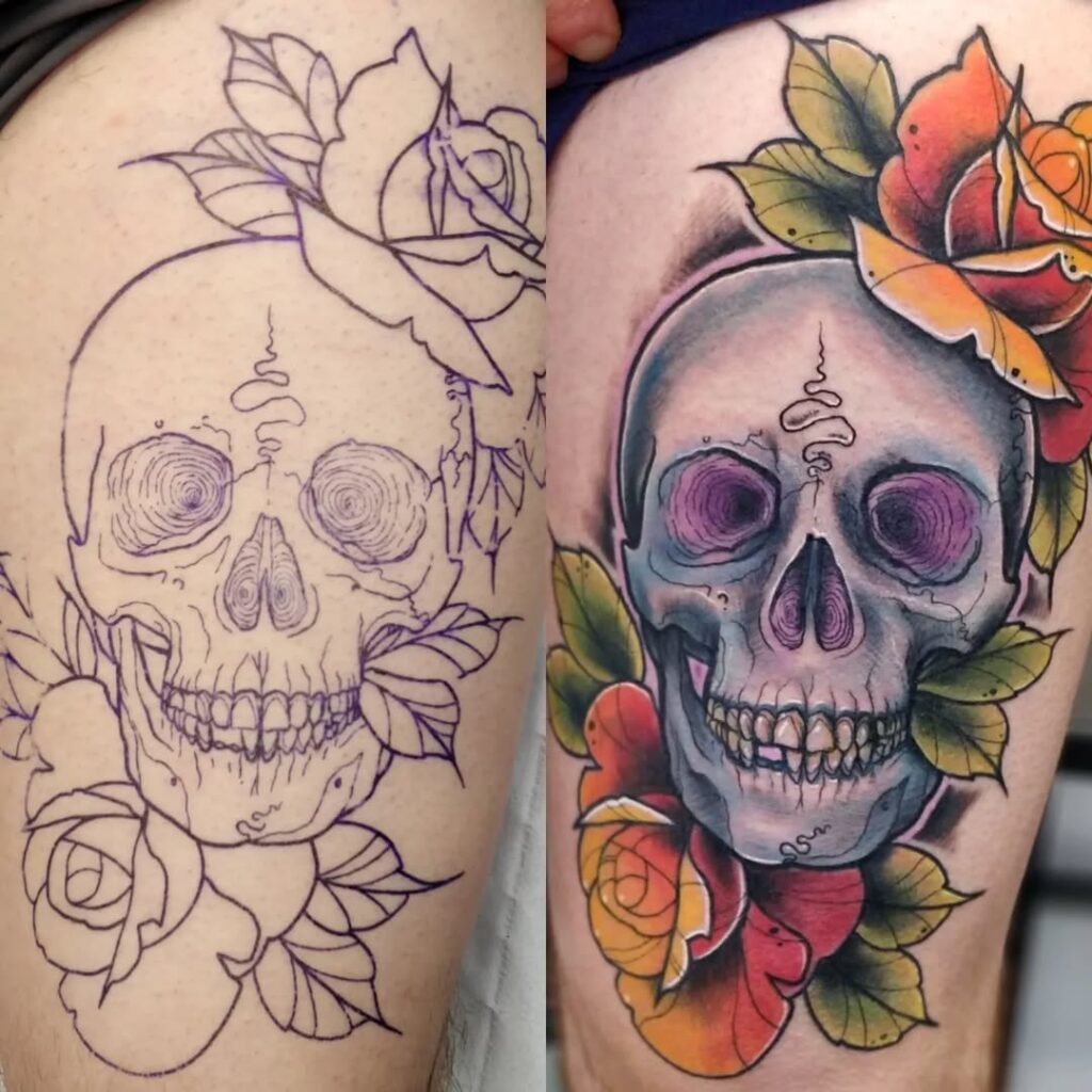 10. Skull and Roses Color Stencil