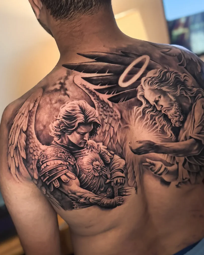 11. Heavenly Warrior Guardian Angel Tattoo