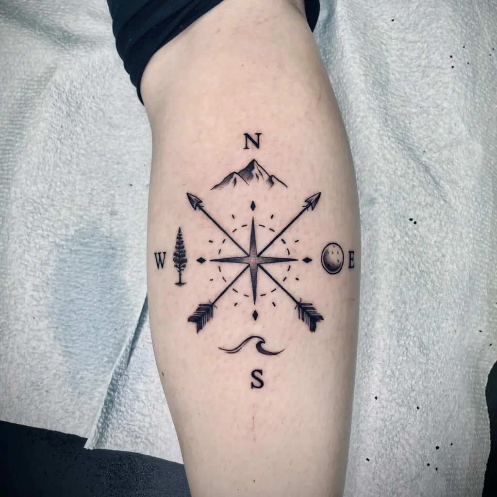 12. Four-Arrows Compass Tattoo