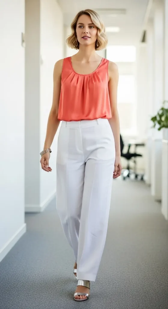 12. Linen Trousers + Silk Shell Top