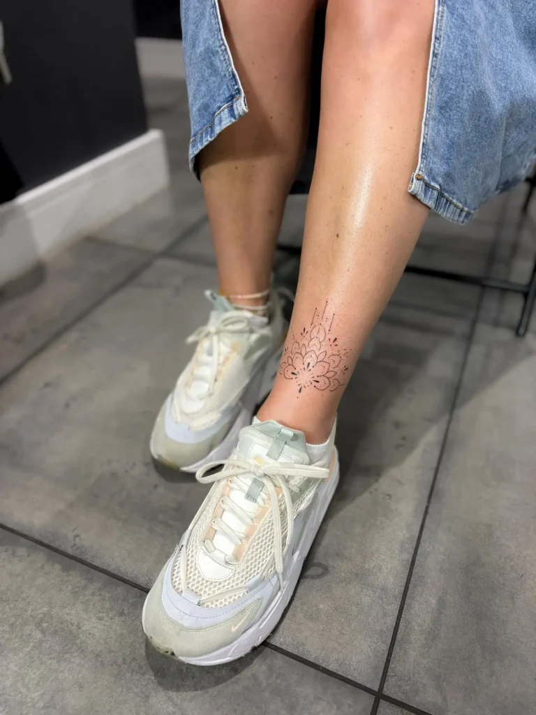 12. Minimal Ankle Mandala Tattoo