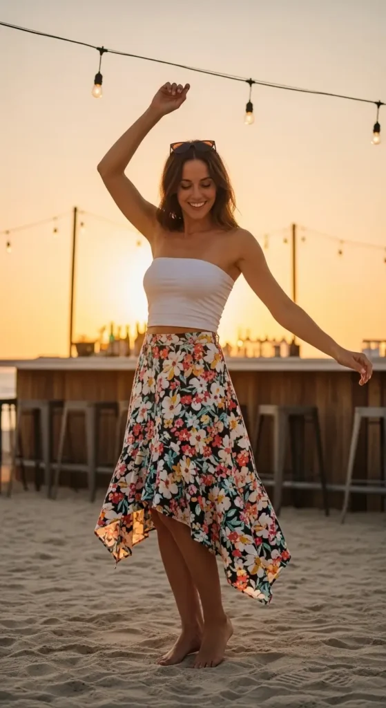 13. Asymmetric Hem Skirt with Tube Top