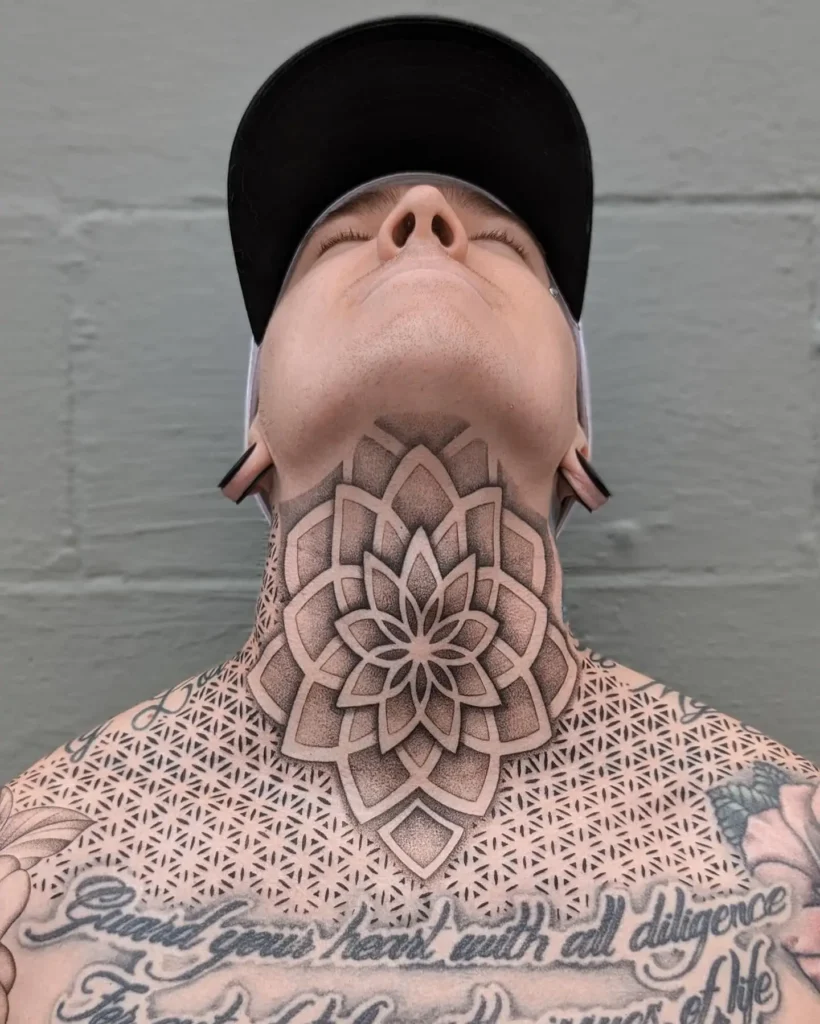 13. Sacred Geometry Neck Tattoo