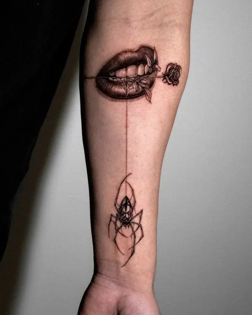 14. Rose-Bitten Lips with Spider Thread