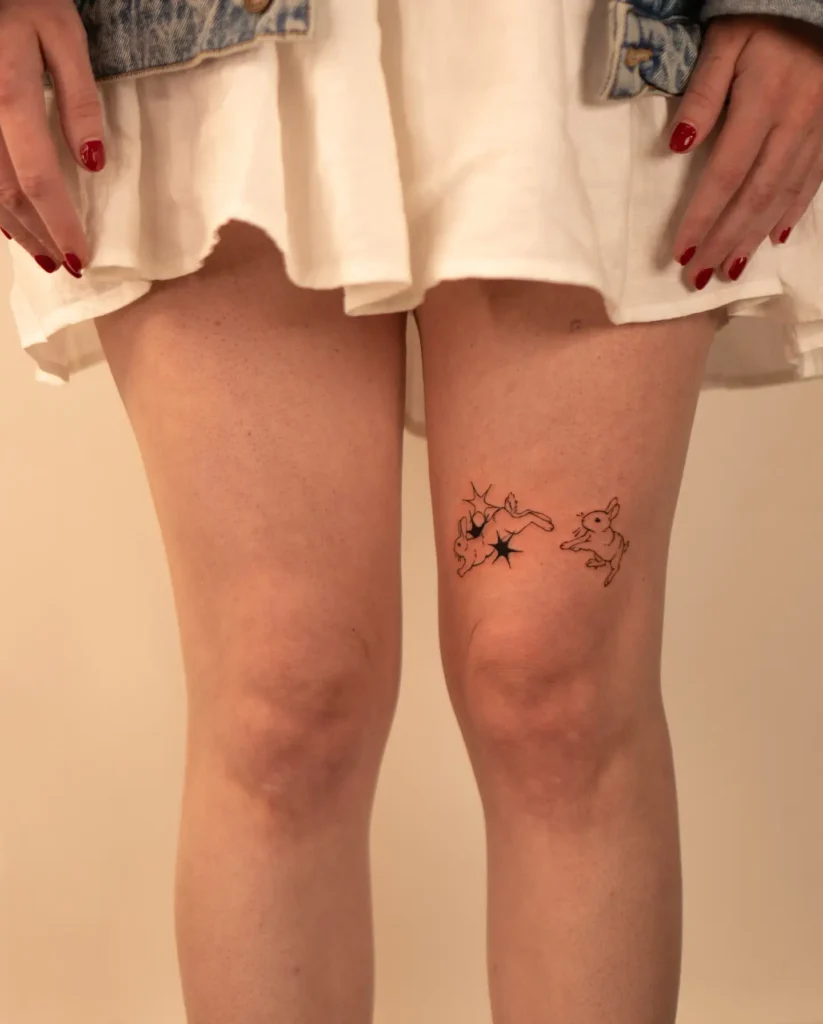15. Boxing Bunnies Knee Tattoo