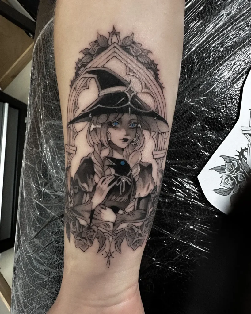16. Gothic Witch with Raven and Roses