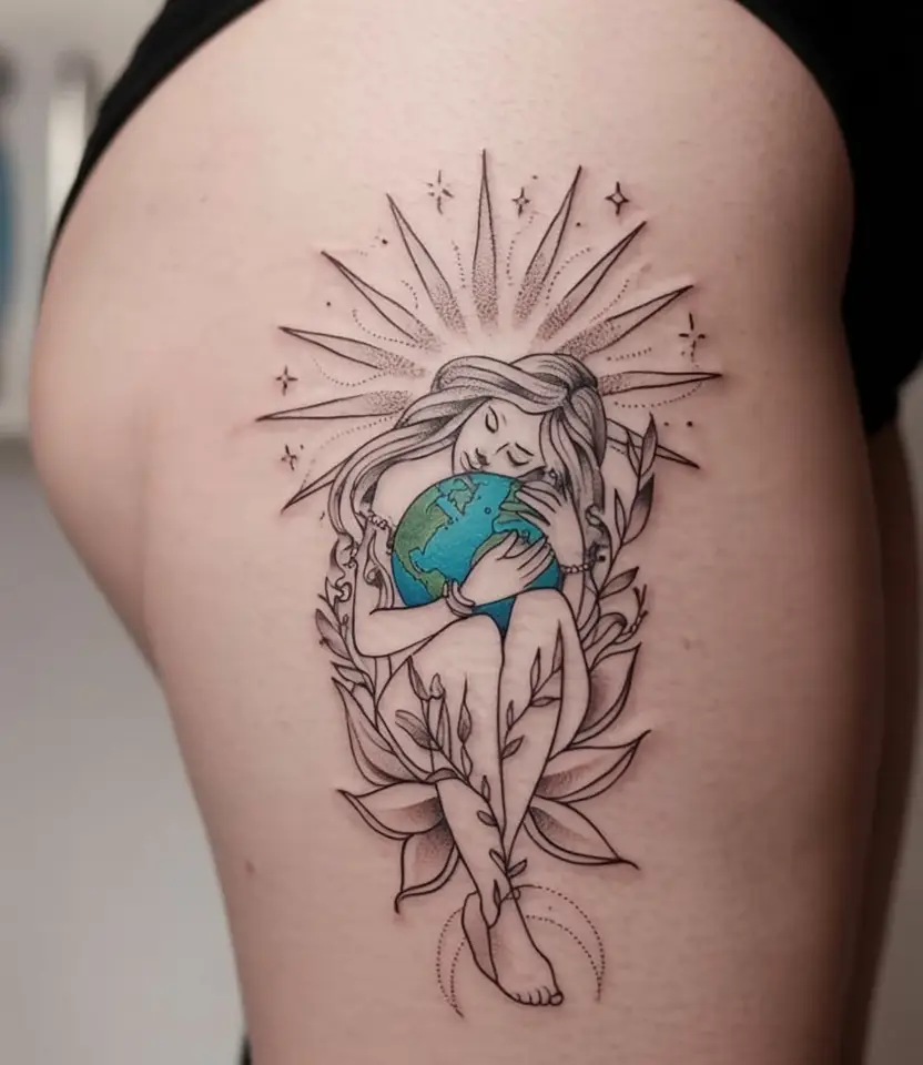 16. Mother Earth Embrace Tattoo