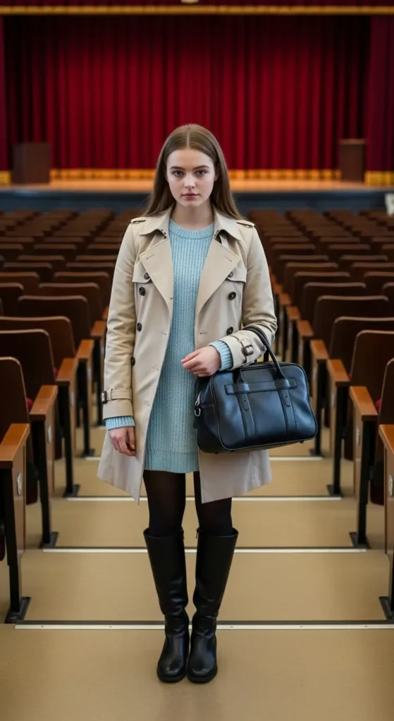 16. Trench Coat and Sweater Dress