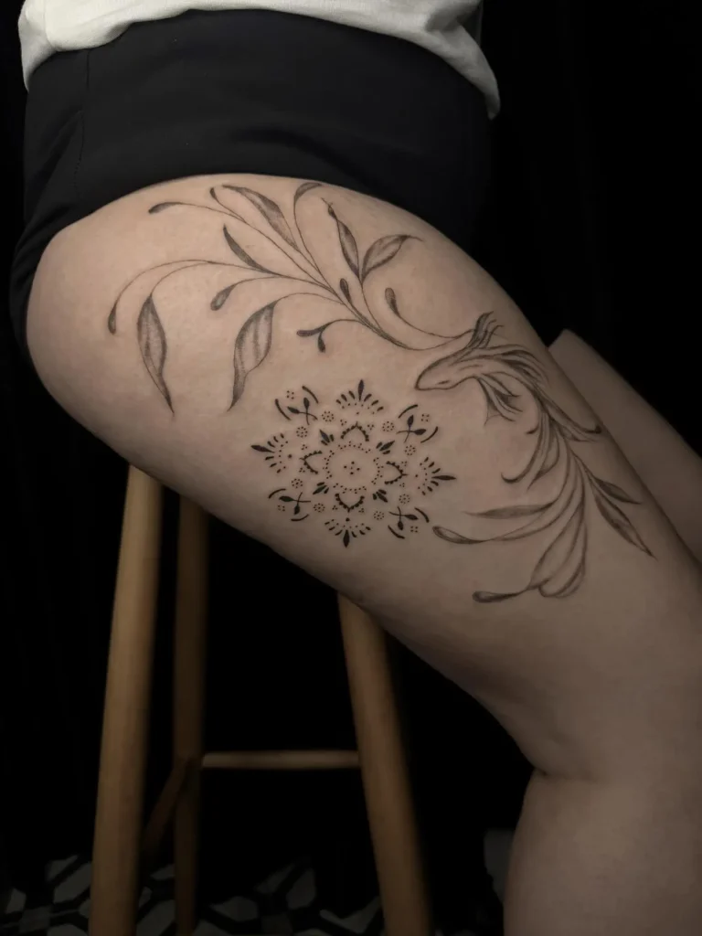 17. Mandala Bloom with Flowing Leaves 