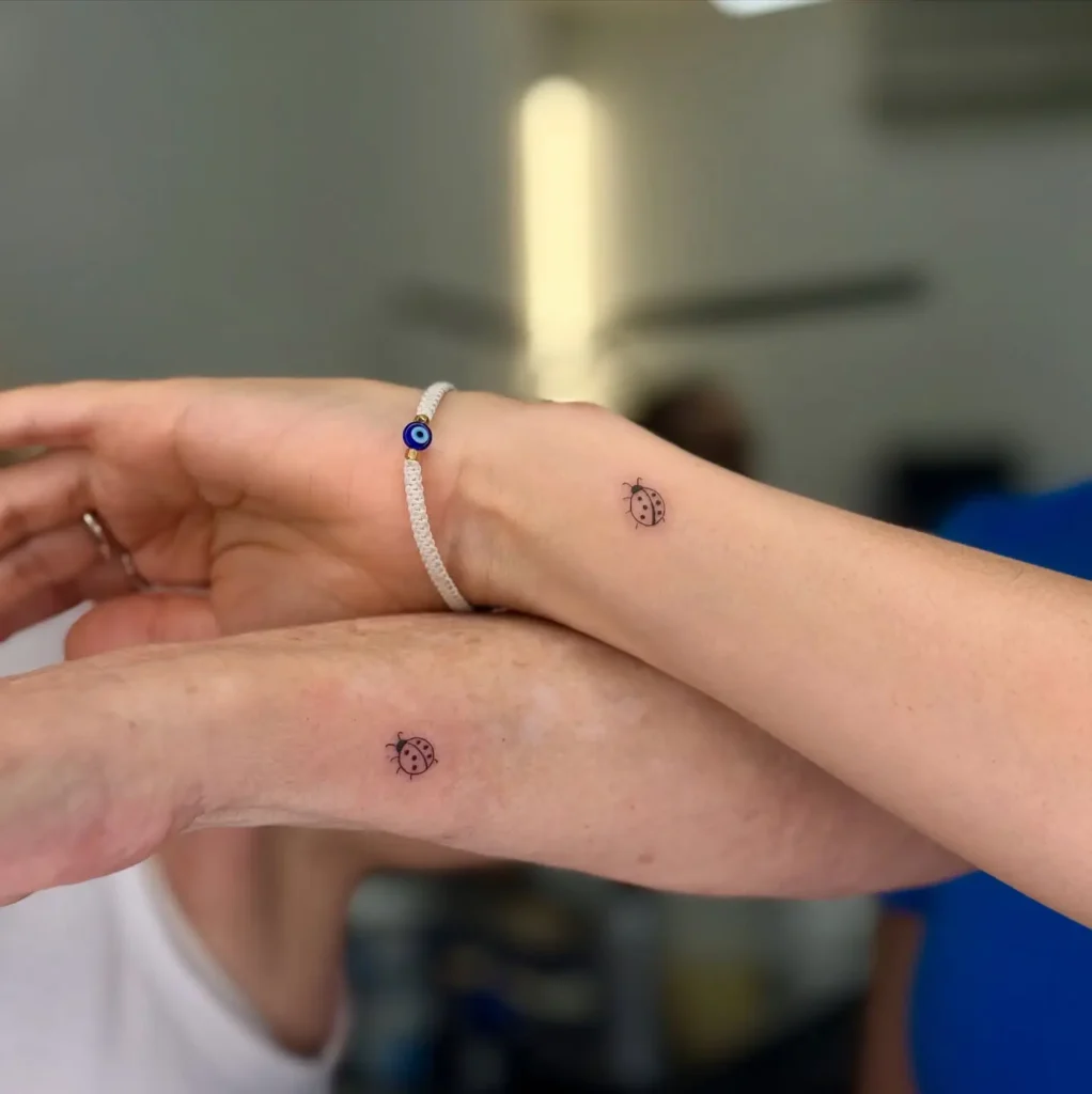 17. Matching Ladybug Tiny Tattoos