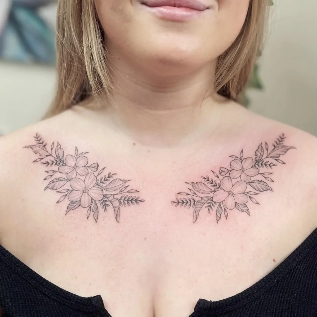 18. Symmetrical Floral Collarbone Art