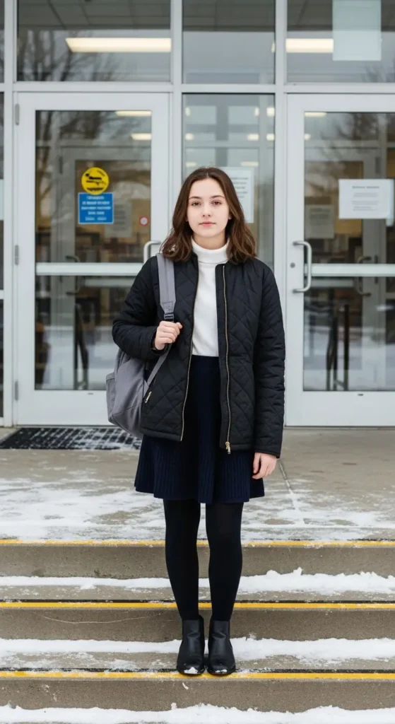 19. Quilted Jacket and Knit Skirt