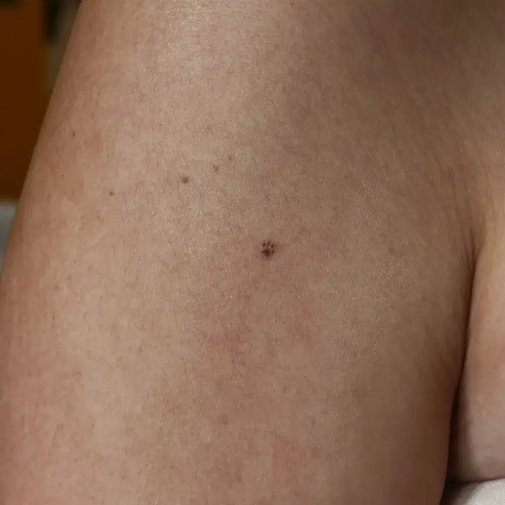 2. Micro-sized Dog Paw Tattoo on Shoulder