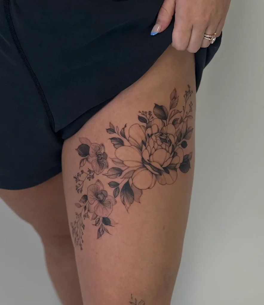 2. Peony Bloom with Orchids