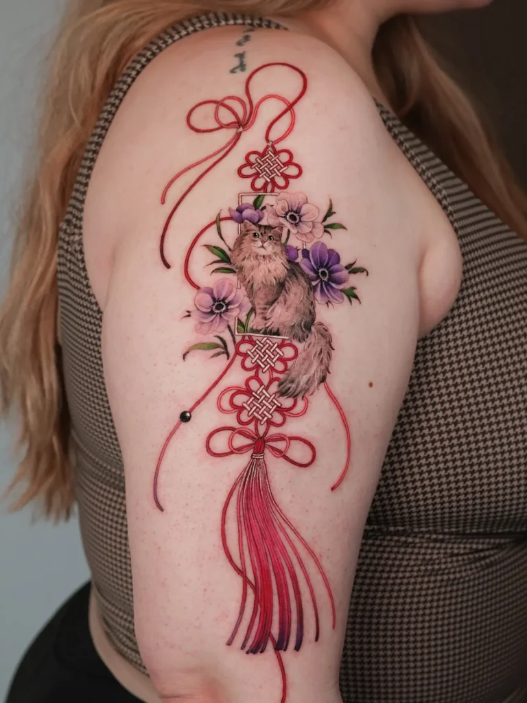 2. Regal Cat with Floral Tassel