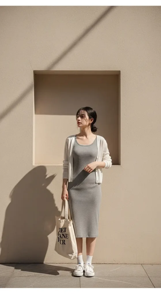 2. Ribbed Dress & Canvas Charm