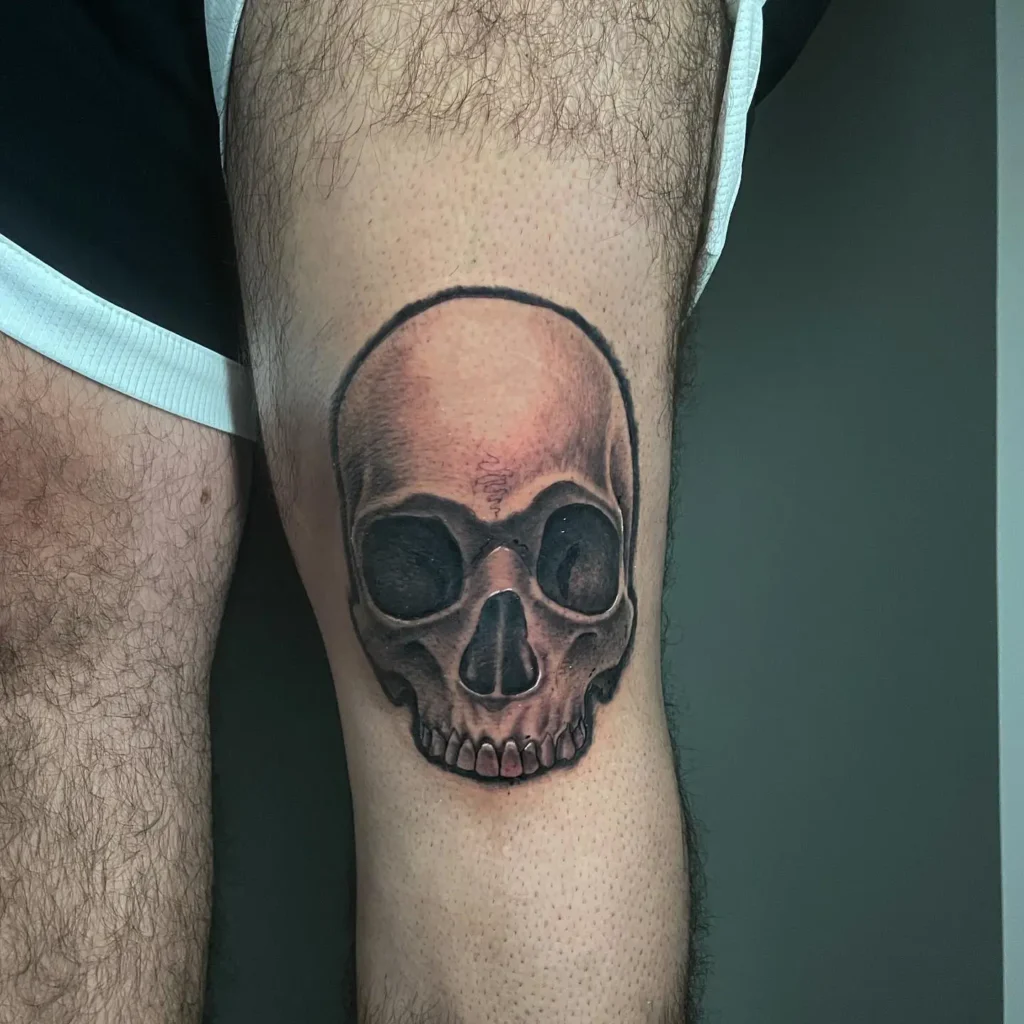 2. Skull Knee Tattoo