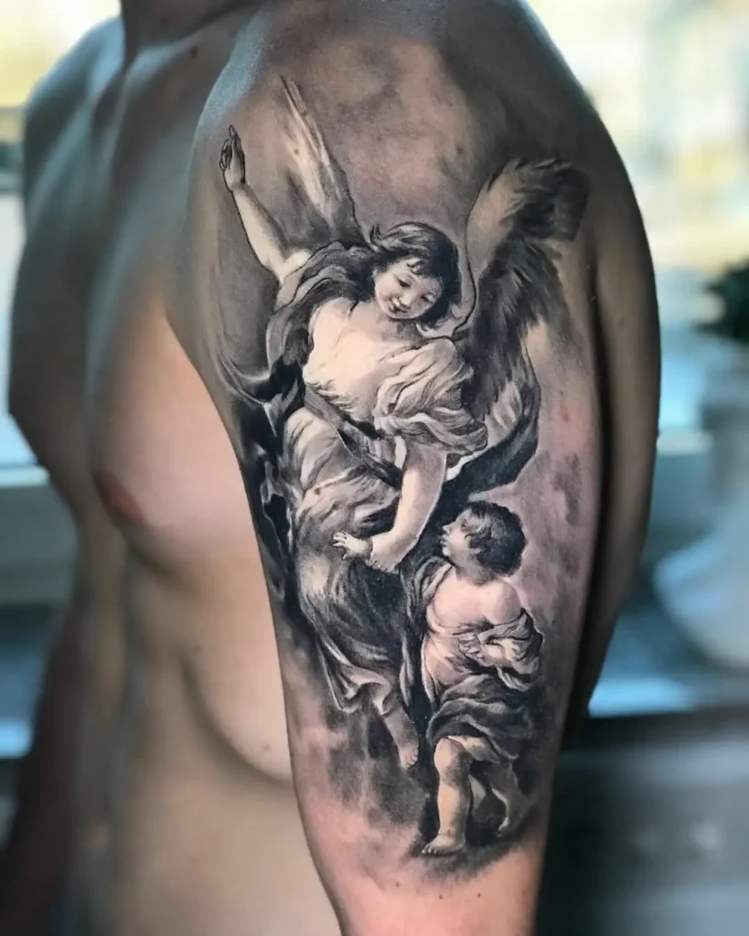 3. Guiding Hand Guardian Angel Tattoo