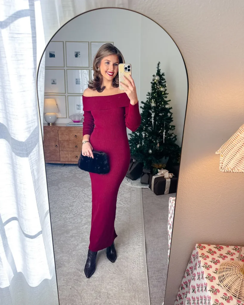 3. Holiday Wine Knit Dress