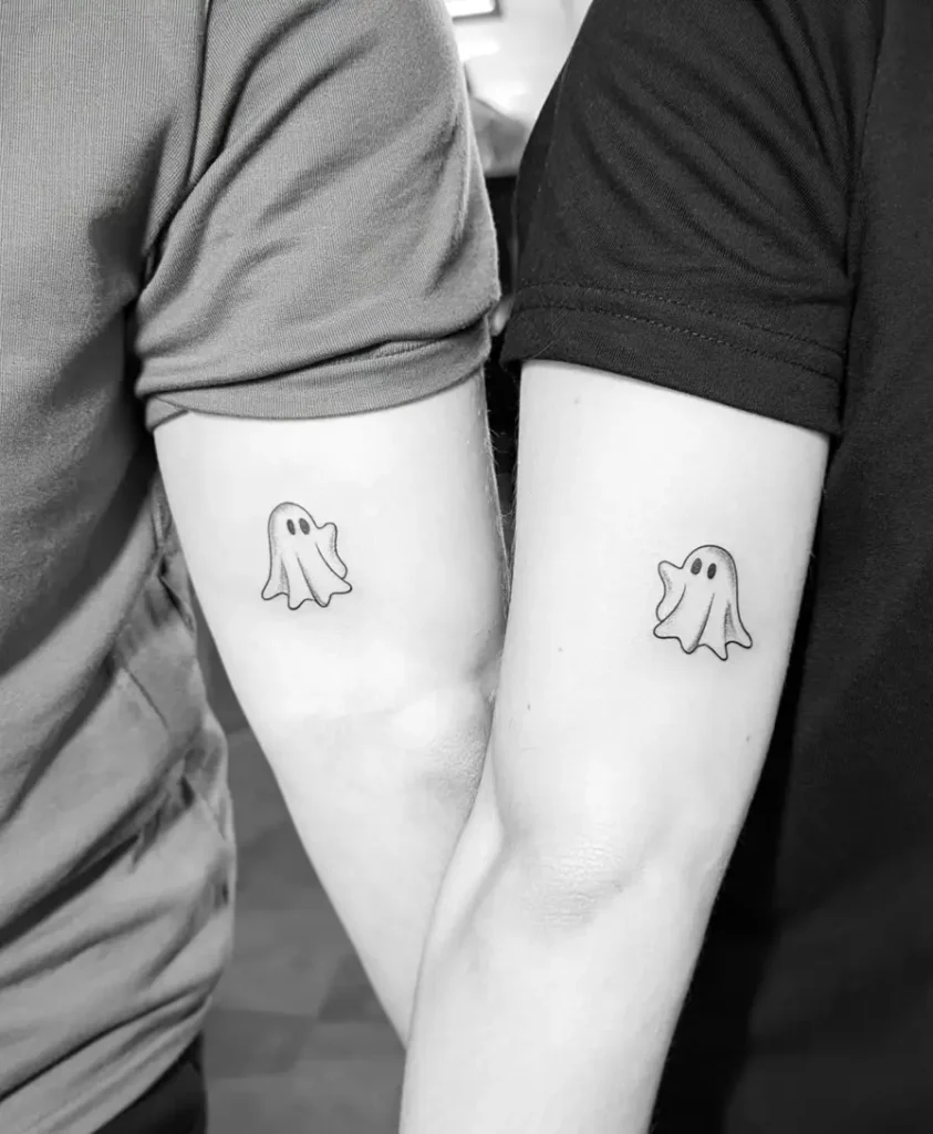 3. Matching Cute Ghost Tattoos
