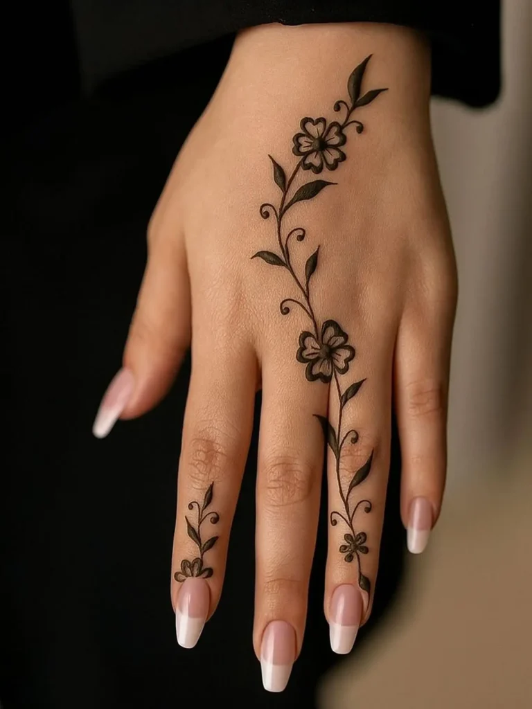 4. Floral Finger Trail Henna