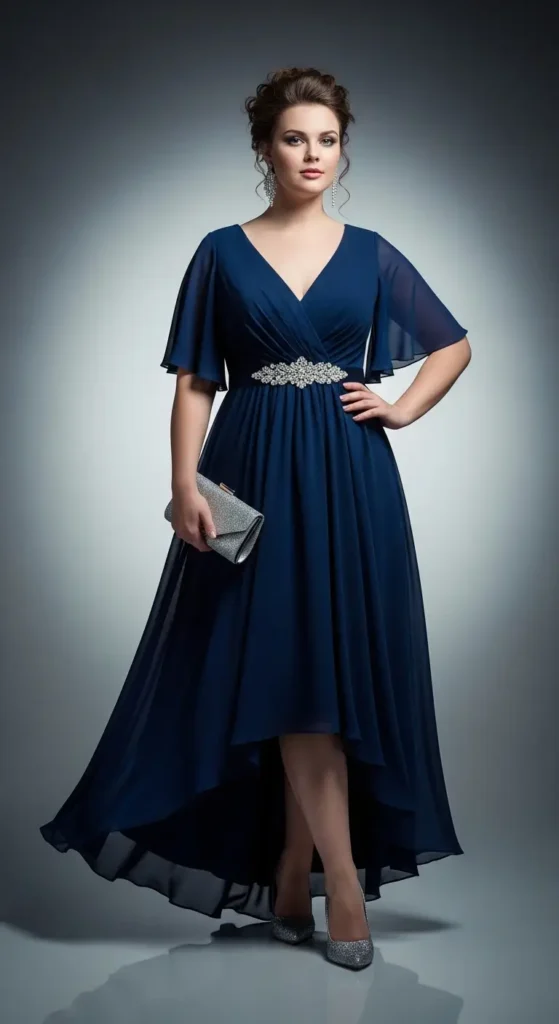 4. Midnight Chiffon High-Low Dress