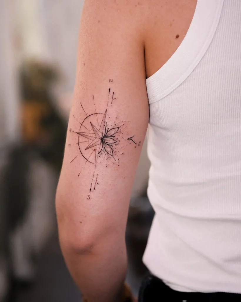 4. Minimal Compass Mandala Tattoo