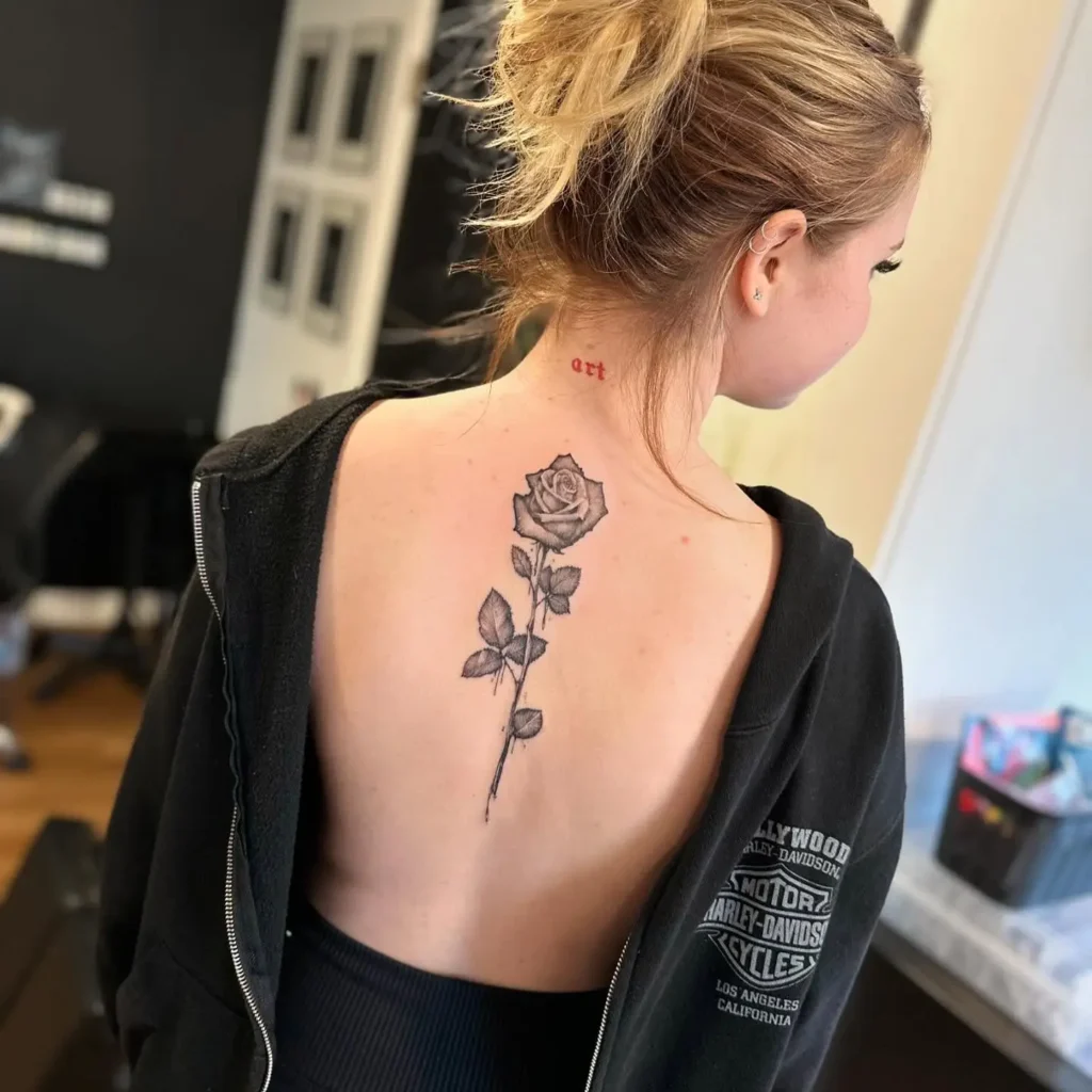 4. Rose Spine Tattoo