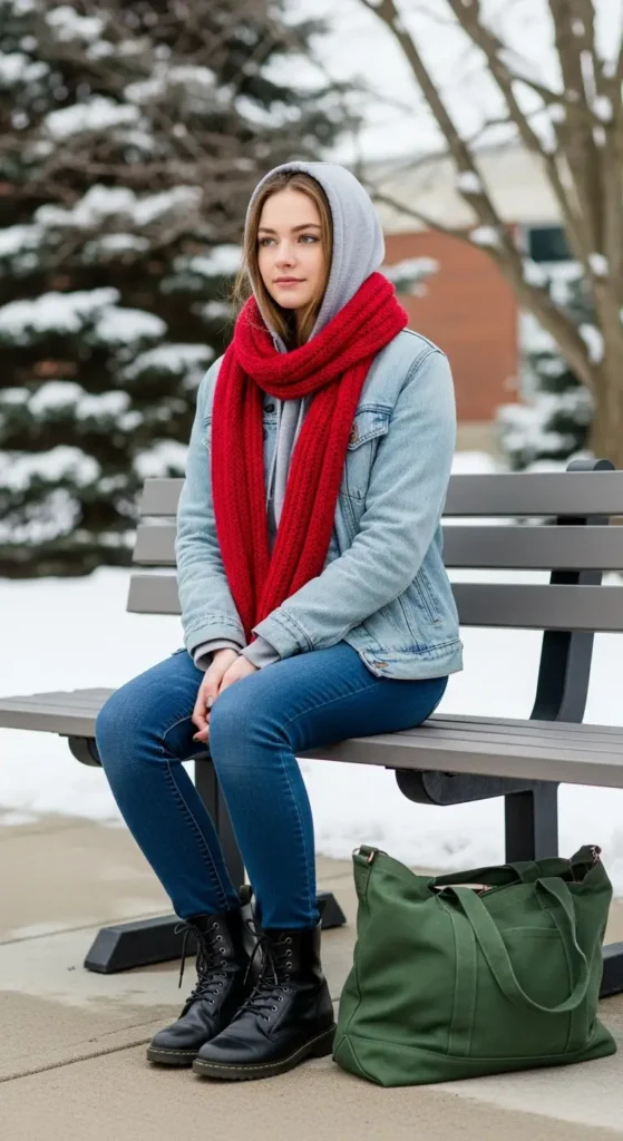 5. Denim Jacket with a Hoodie