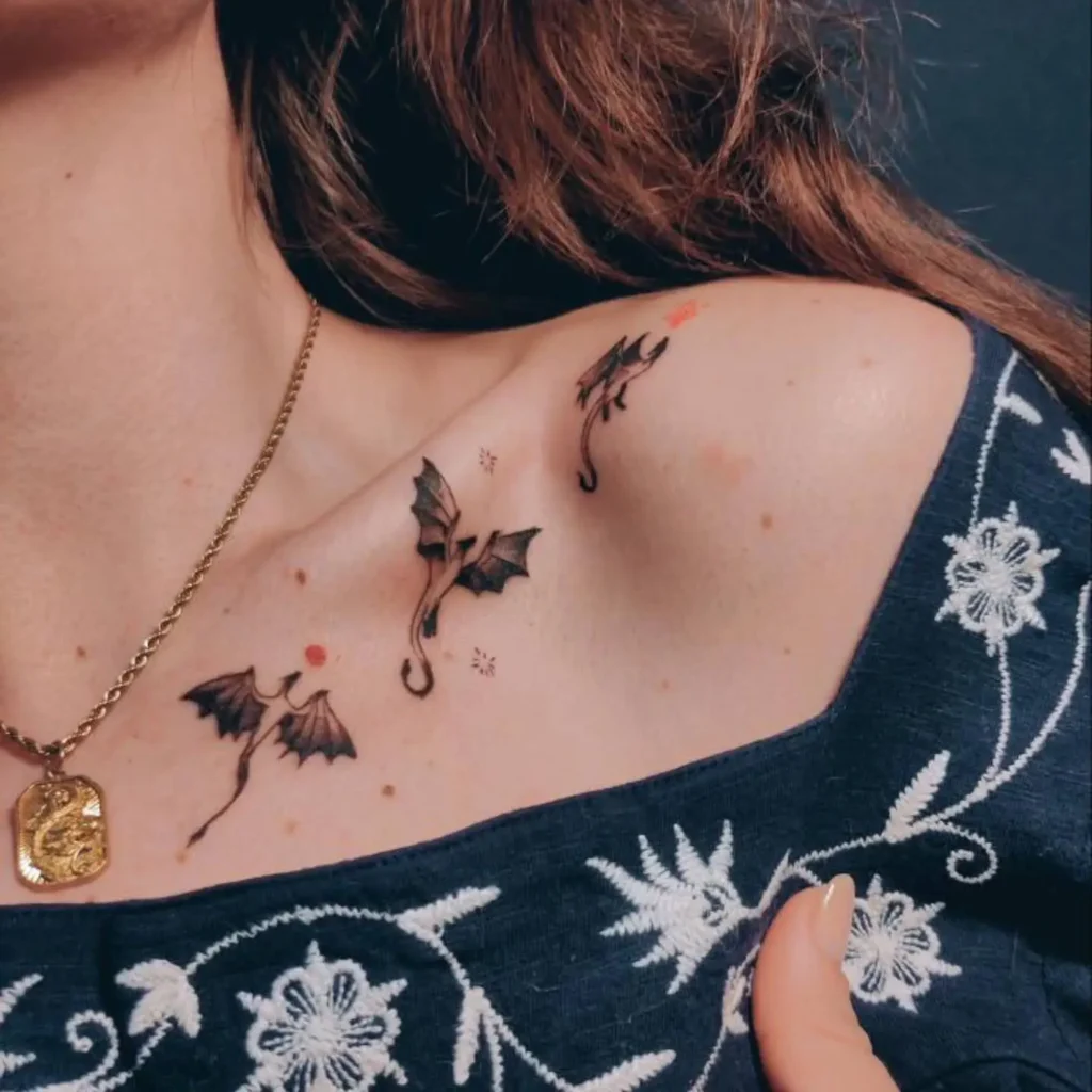 5. Dragon Chain Collarbone Tattoo