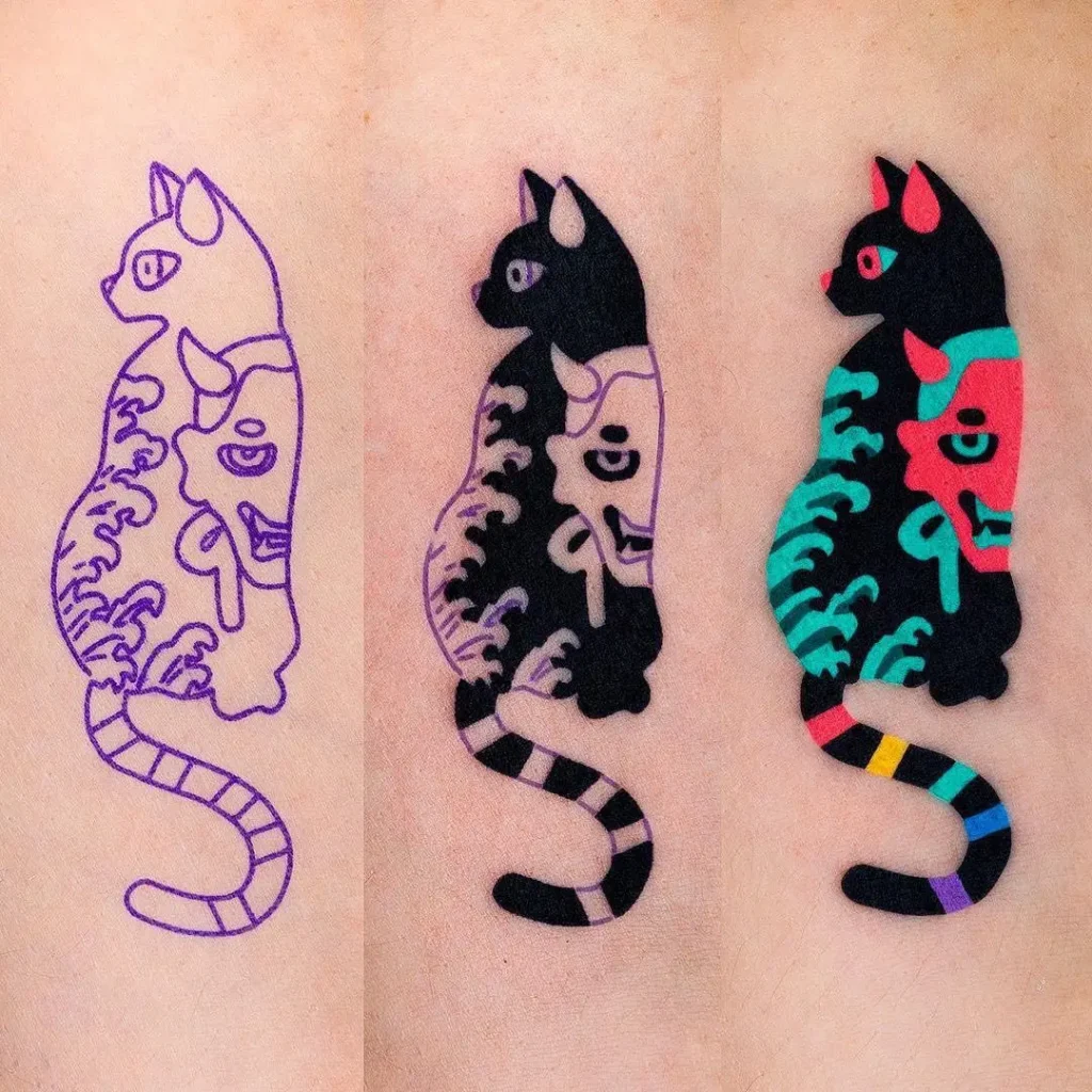 5. Hannya Cat Stencil Tattoo
