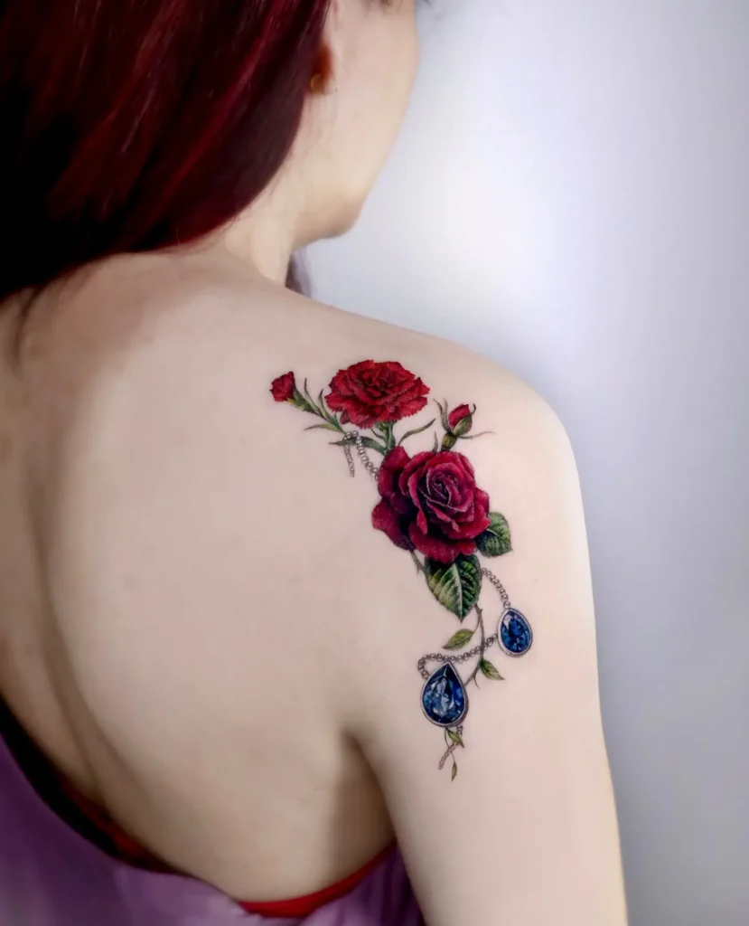 5. Jeweled Roses on Shoulder