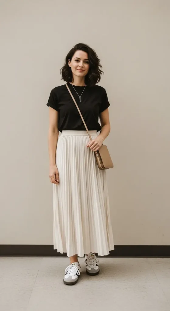 5. Pleated Comfort & Contrast
