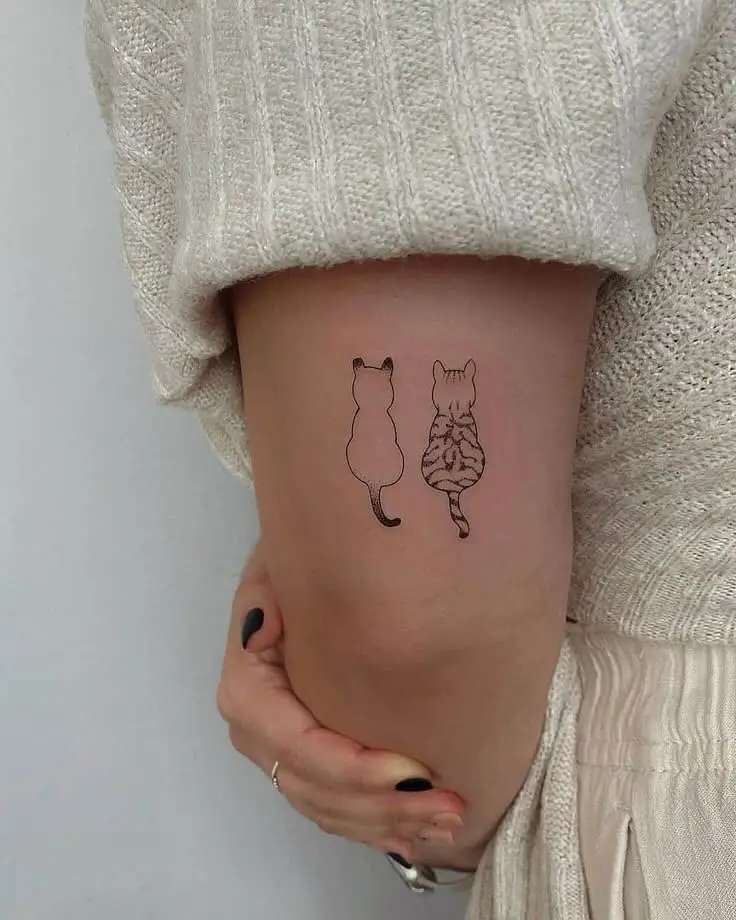 6. Backview Cat Duo Tattoo