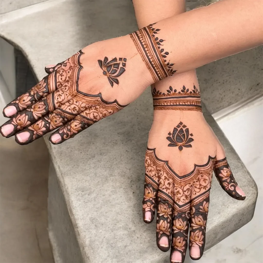 6. Lotus Motif Palm Henna