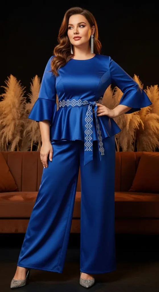 6. Royal Blue Peplum Wedding Jumpsuit