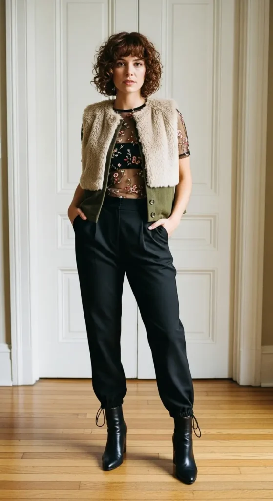 6. Sheer Layers and Faux Fur Look